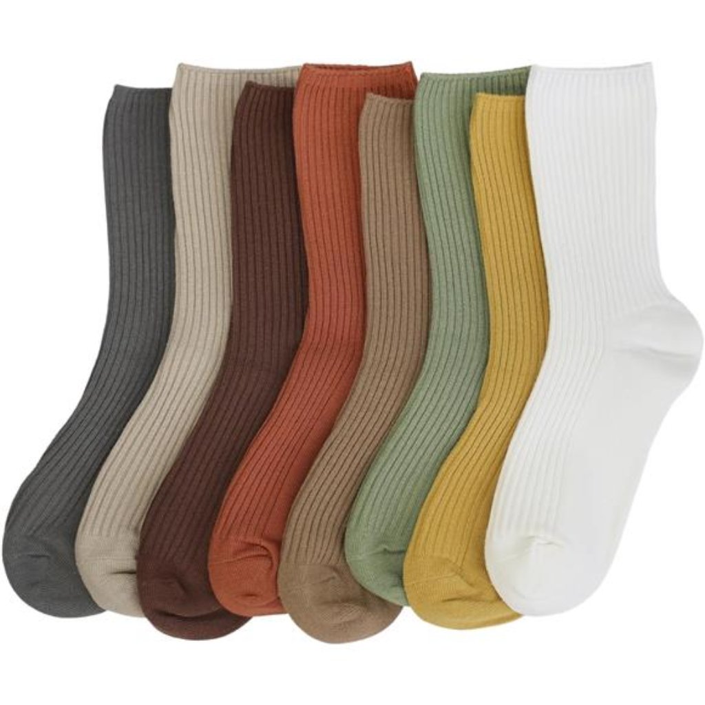 Accfod Womens Cute Crew Socks Casual Athletic Aesthetic Socks Neutral Cotton